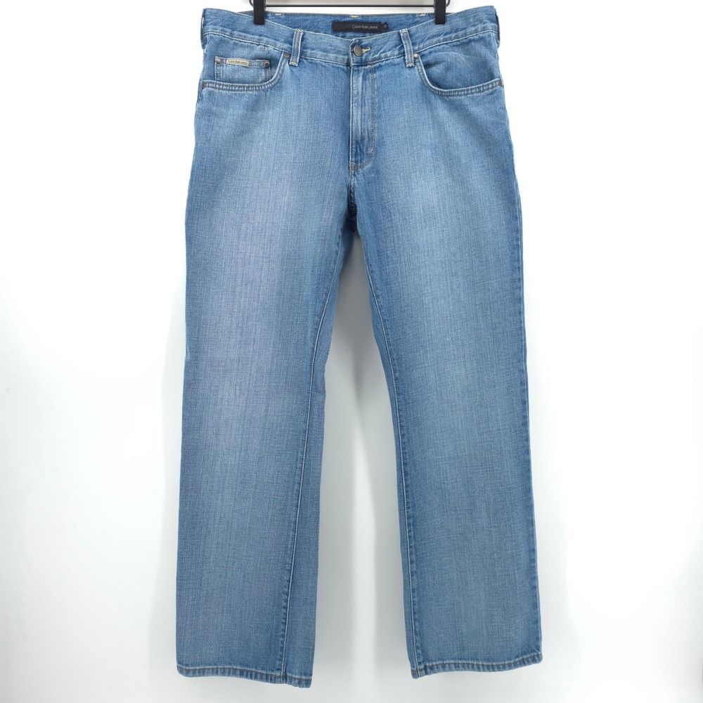 Calvin Klein Mens Jeans Bootcut 36 Blue Medium Wash Denim Y2K Classic